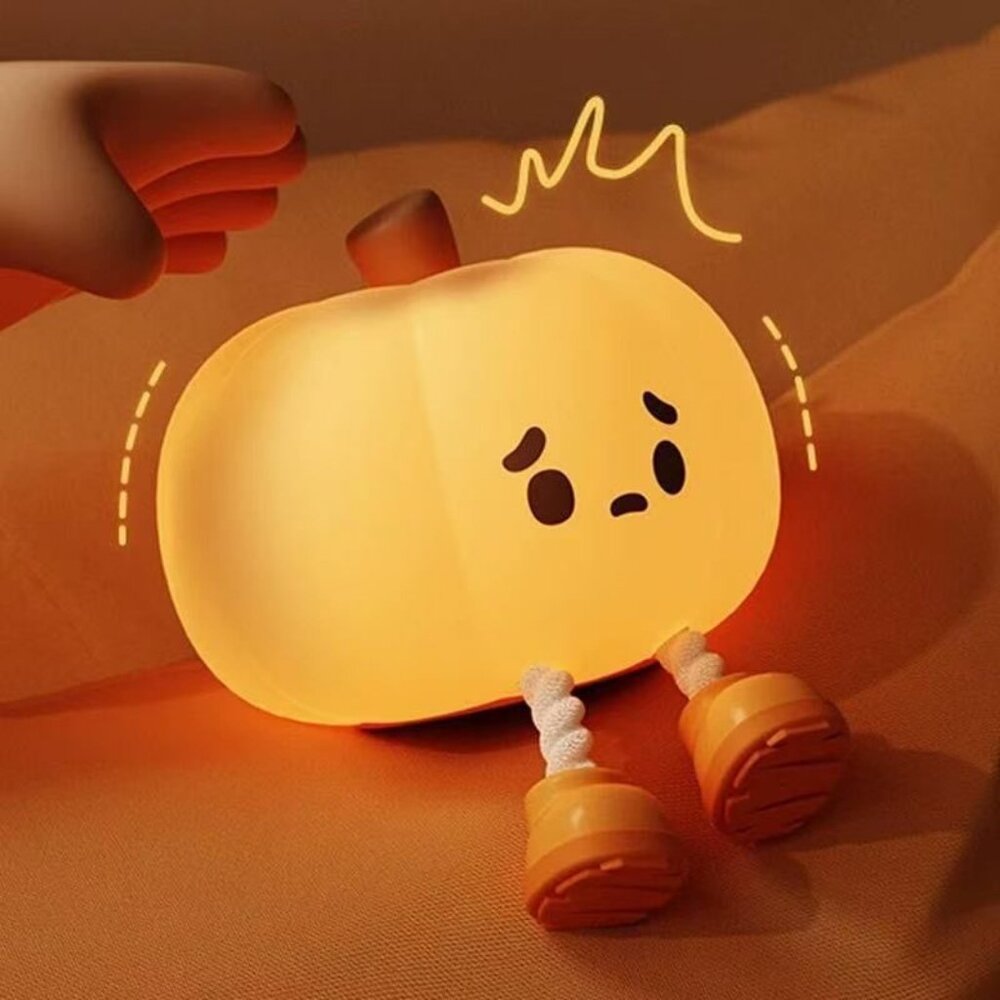 Pumpkin Night Light LED Lamp, Silicone Cute Sleep Companion Lamp